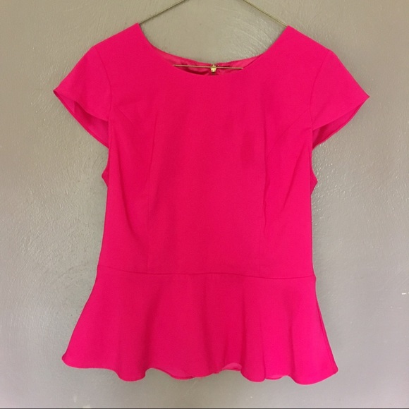 Express Tops - Express Hot Pink Peplum Top With Back Zipper